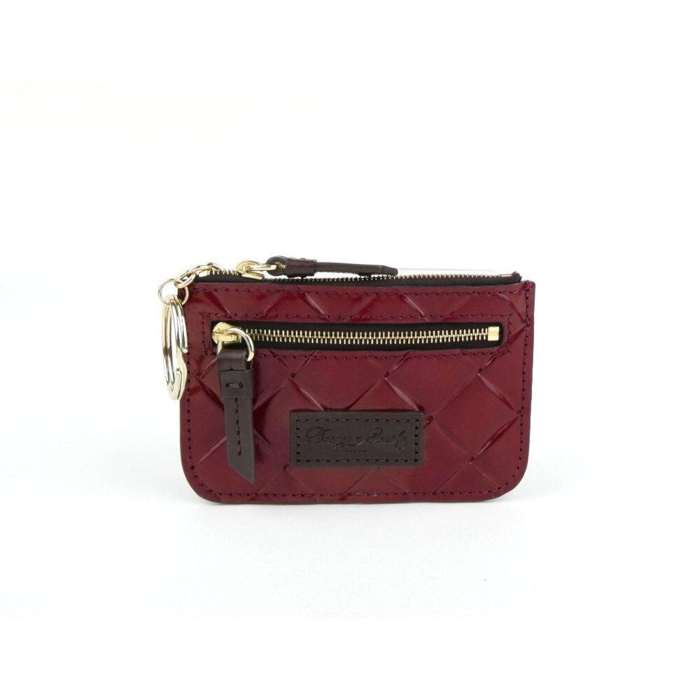 Dooney & Bourke Burgundy Quilted Leather Keychain Wallet Card Holder